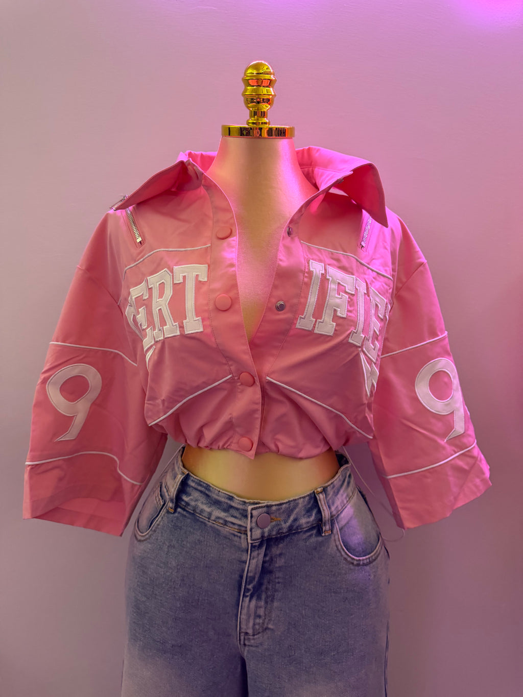 GRAPHIC CROP ZIP JACKET