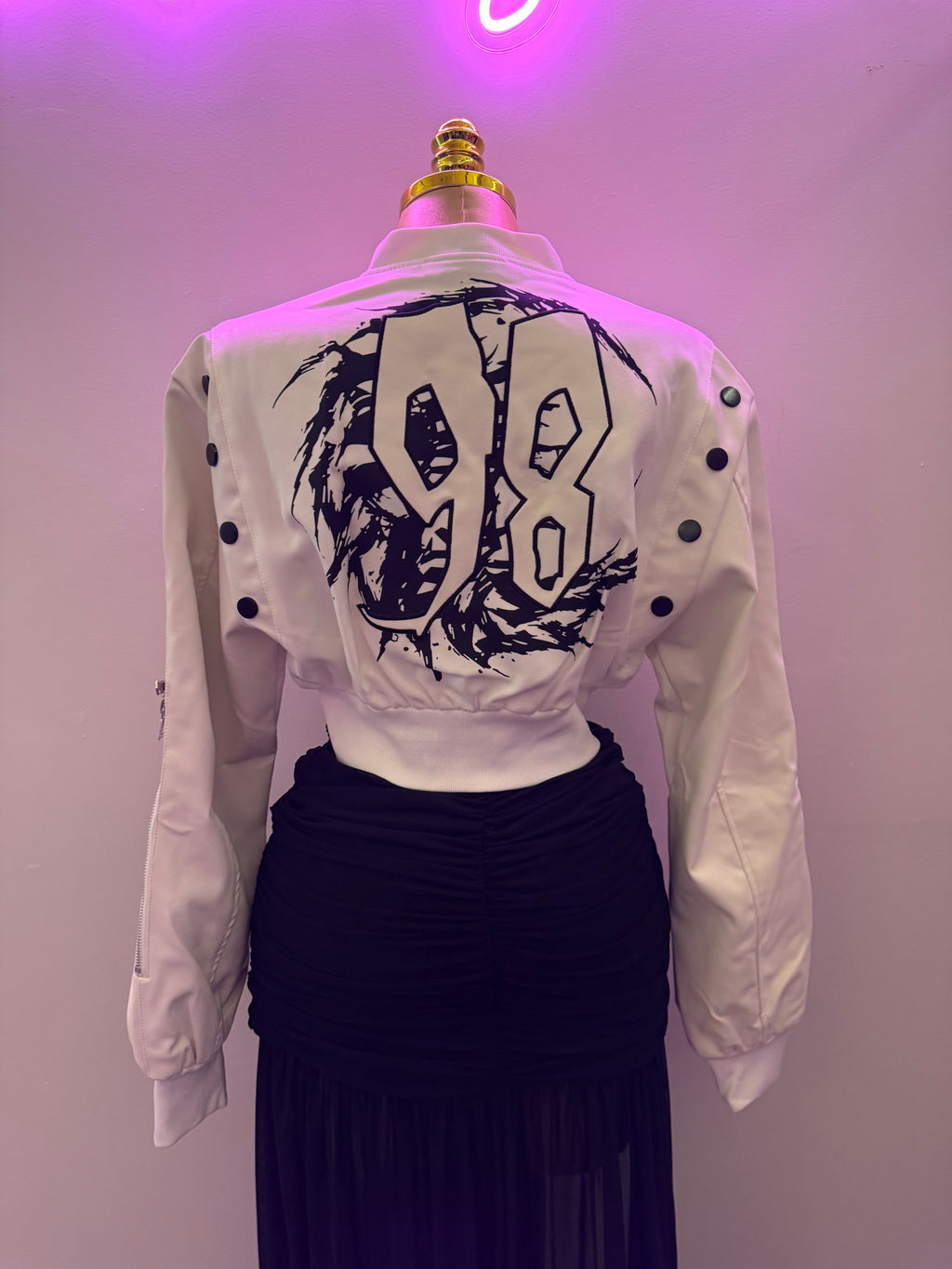 ROCK98 CROP JACKET (WHITE)