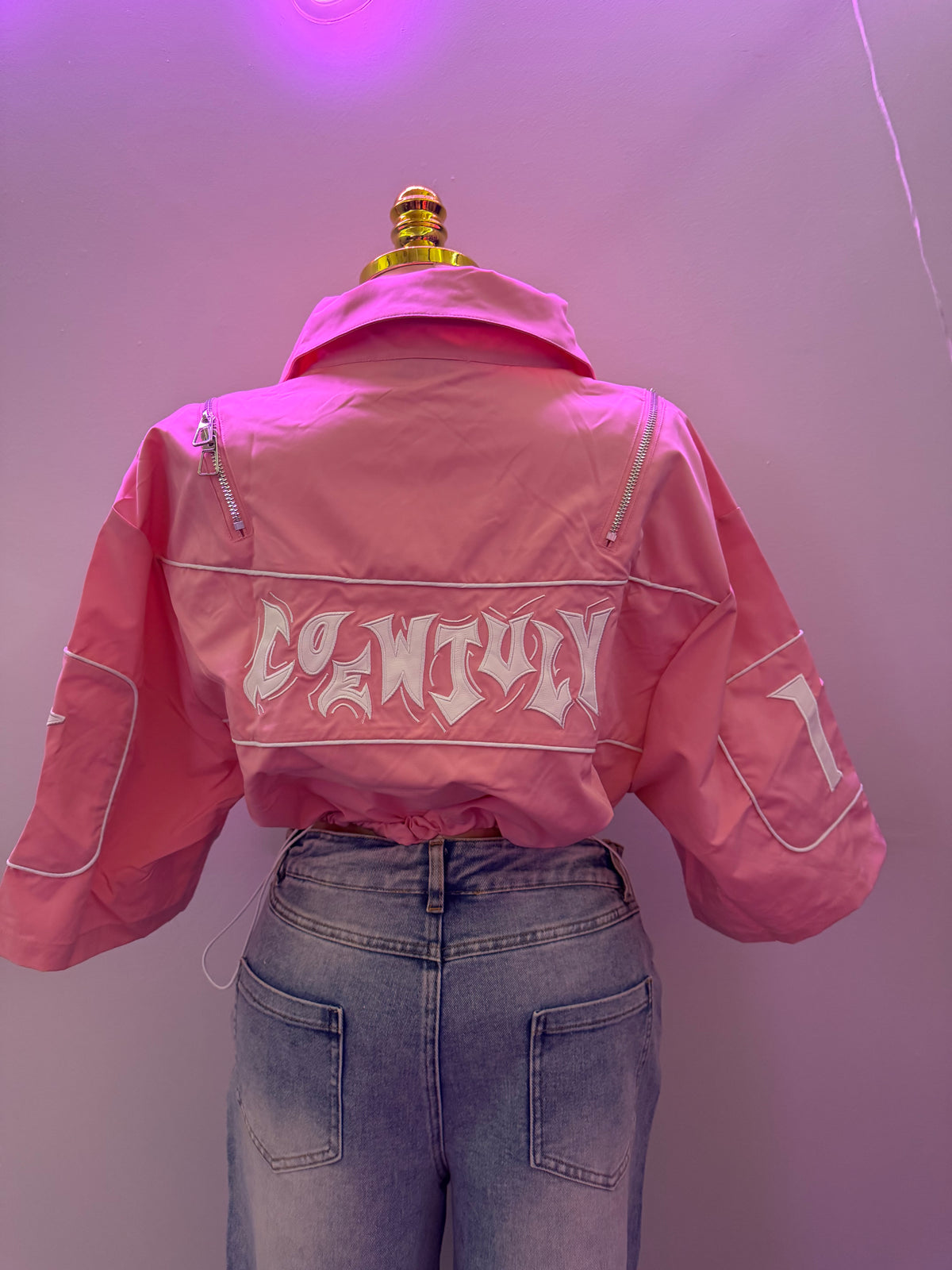 GRAPHIC CROP ZIP JACKET