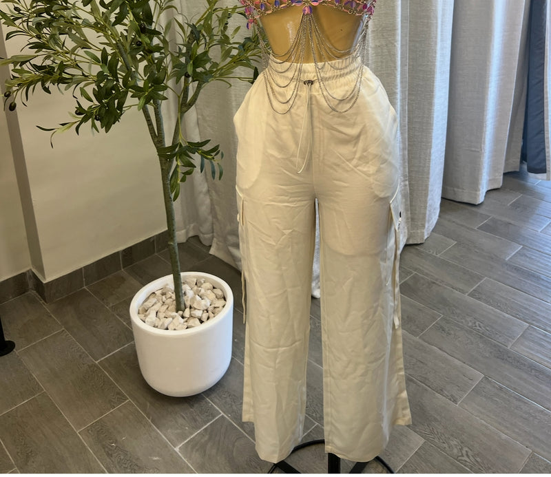 NEELA  SATIN CARGO (IVORY)