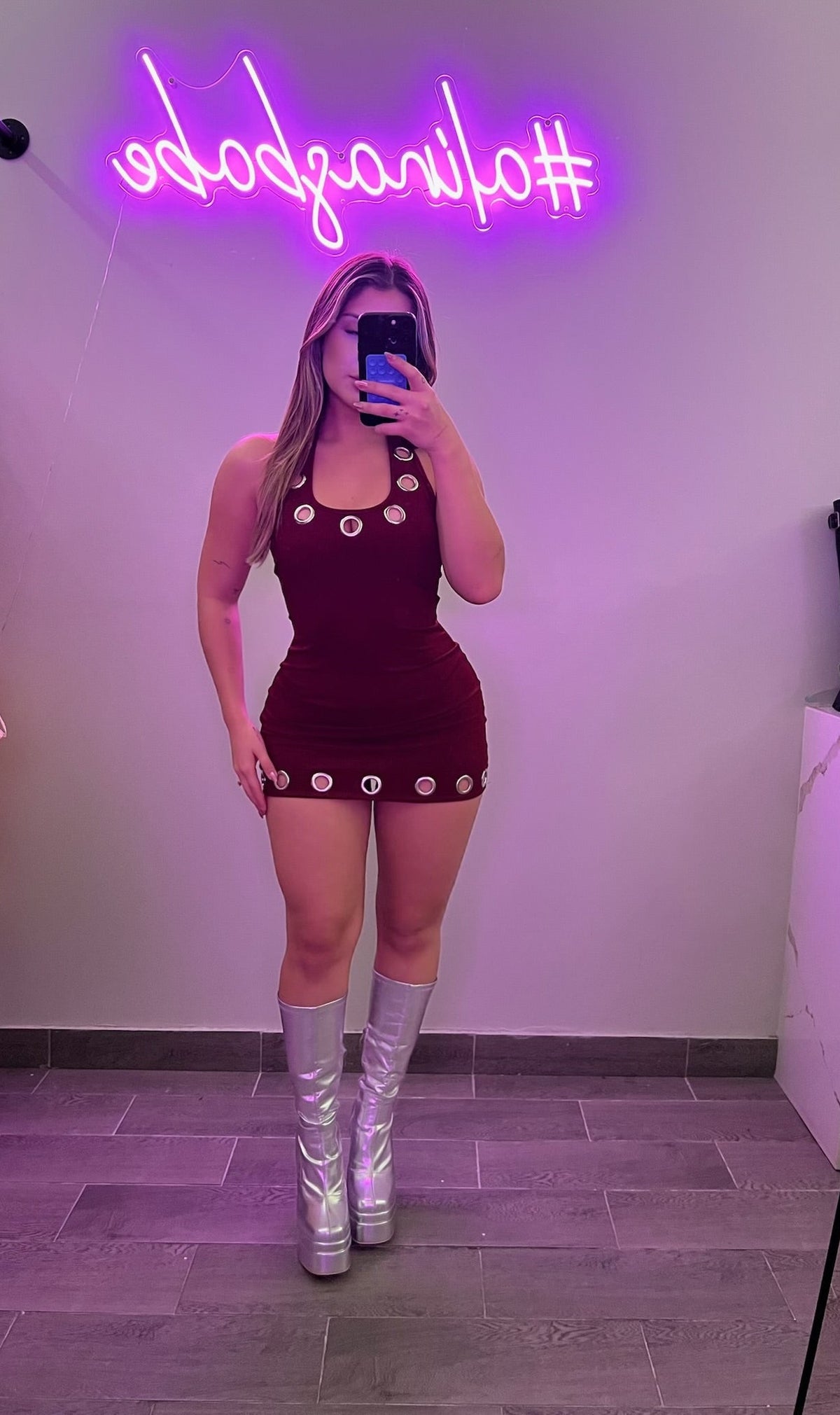 GROMMET DRESS (WINE)