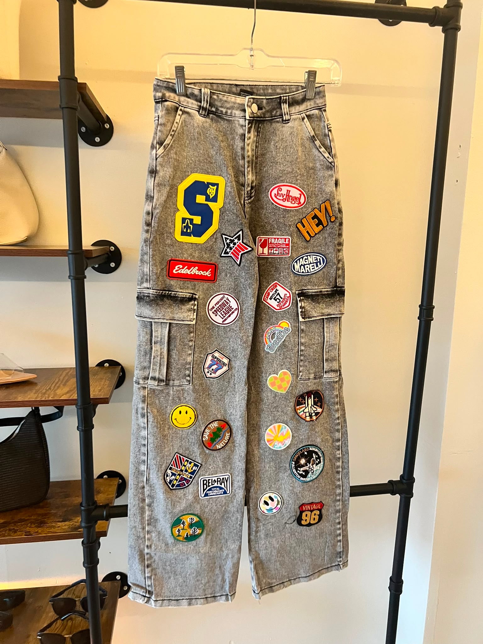 Patch Design Cargo Jeans