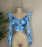 PRINT BLUE CROP TOP