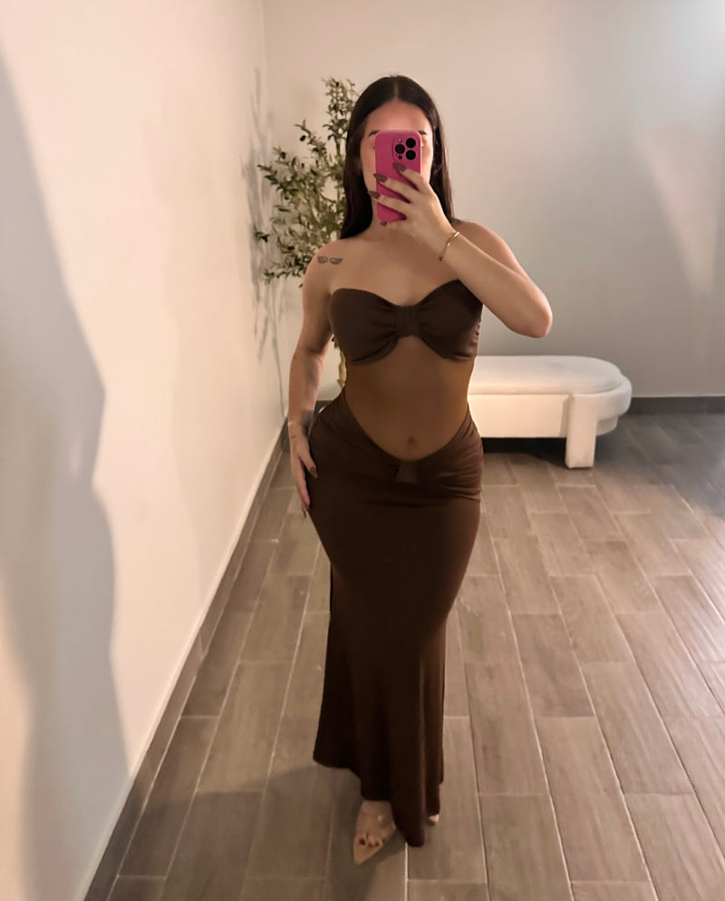 TESSA MAXI DRESS (BROWN)