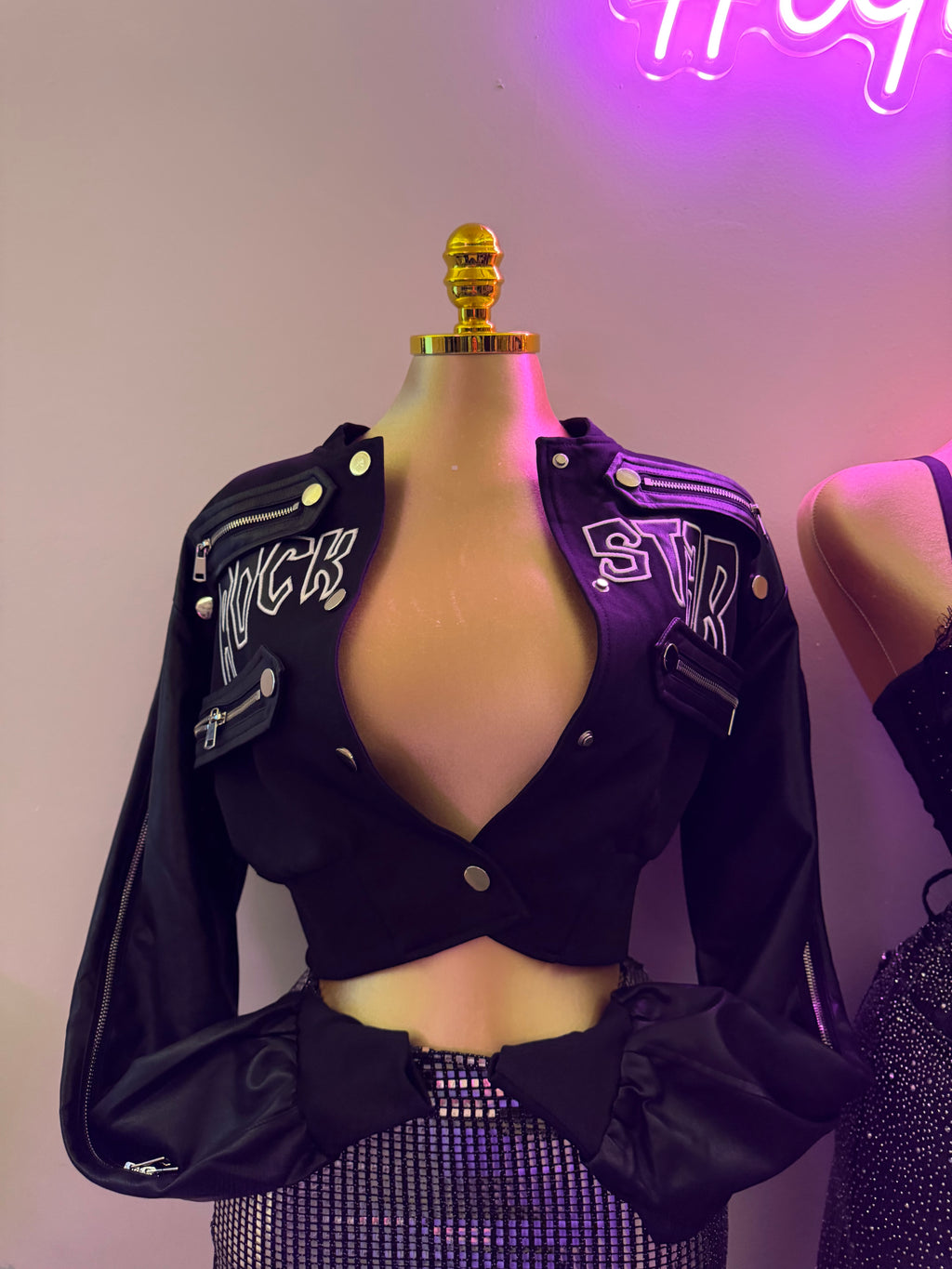 ROCK98 CROP JACKET (BLACK)