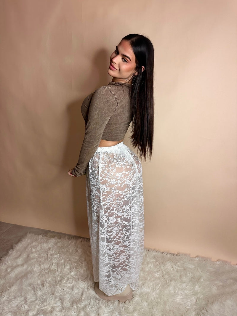 SHEER LACE MAXI SKIRT