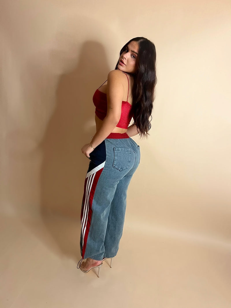 STRIPE WIDE LEG JOGGER