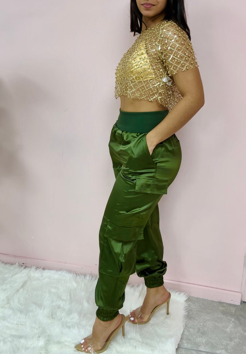 JANE SATIN JOGGER