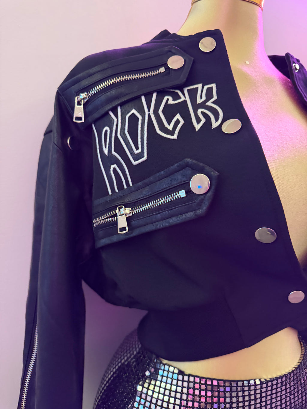 ROCK98 CROP JACKET (BLACK)