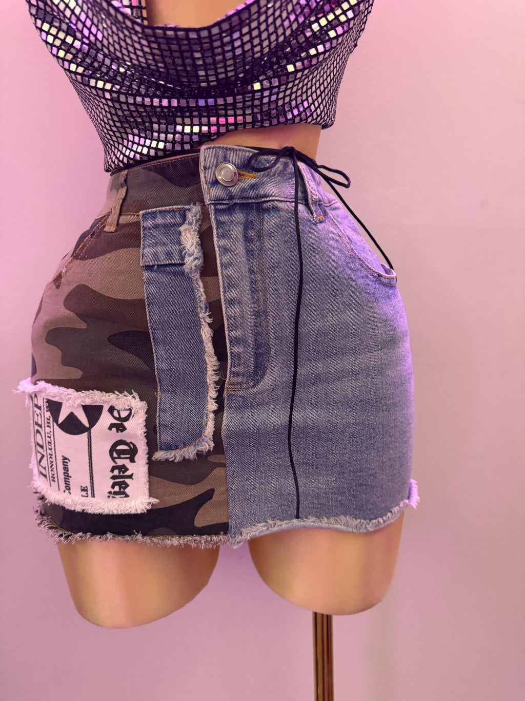 PATCH WORK CAMO SKIRT