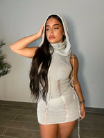 KNIT HOODED DRESS (GRAY)