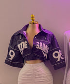 GRAPHIC CROP ZIP JACKET