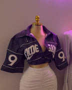 GRAPHIC CROP ZIP JACKET