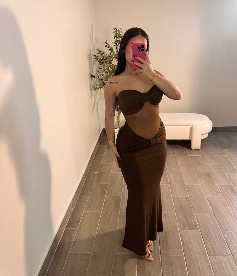 TESSA MAXI DRESS (BROWN)