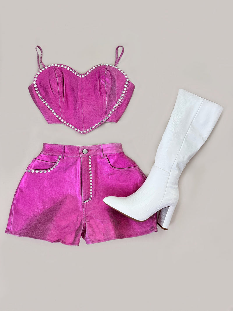 METALLIC HEART SET (HOT PINK)