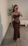 TESSA MAXI DRESS (BROWN)