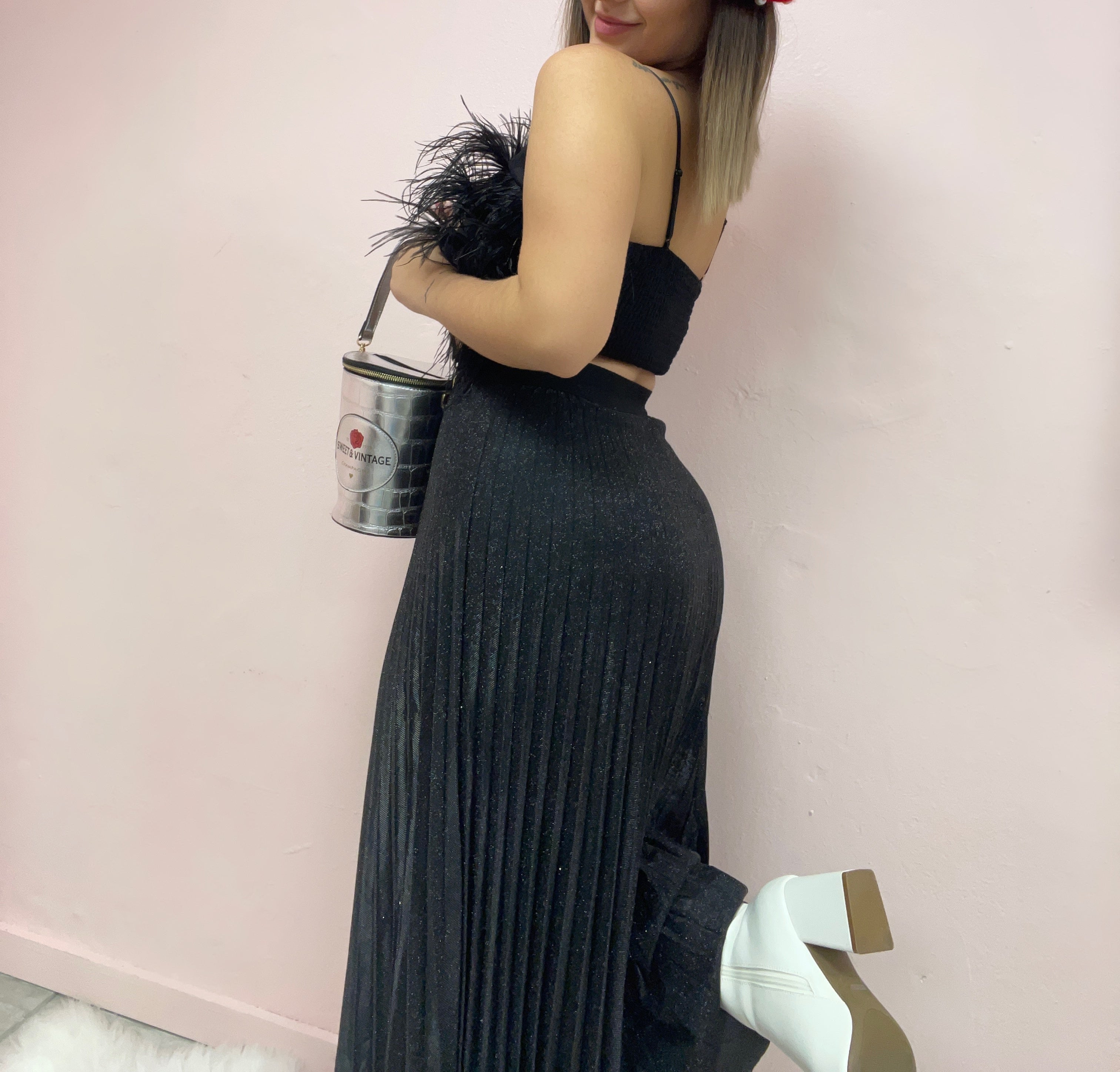 HOLIDAY MIDI SKIRT(BLACK)