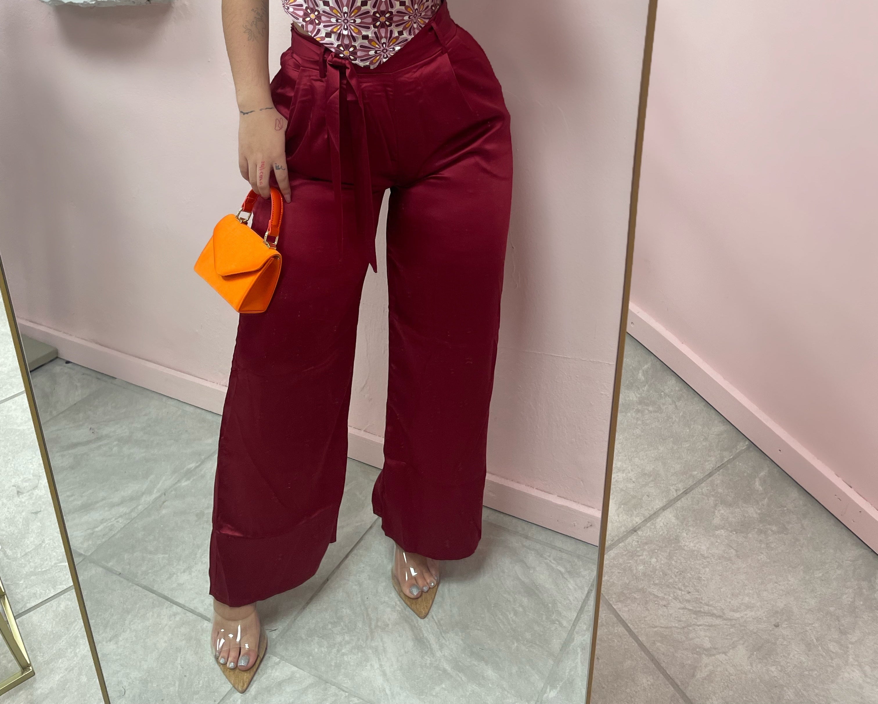 ABBY SATIN PANT (WINE)