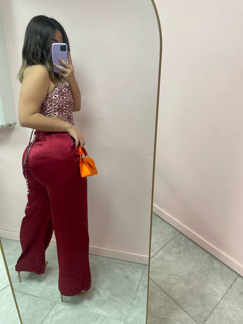 ABBY SATIN PANT (WINE)