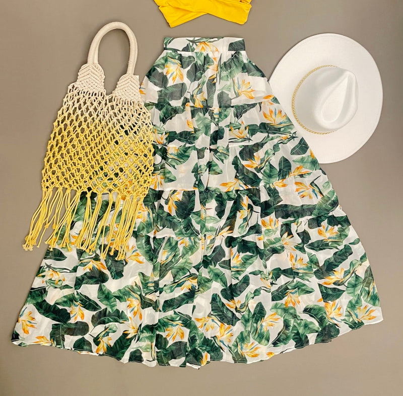 PALM LEAF SKIRT (WHITE)